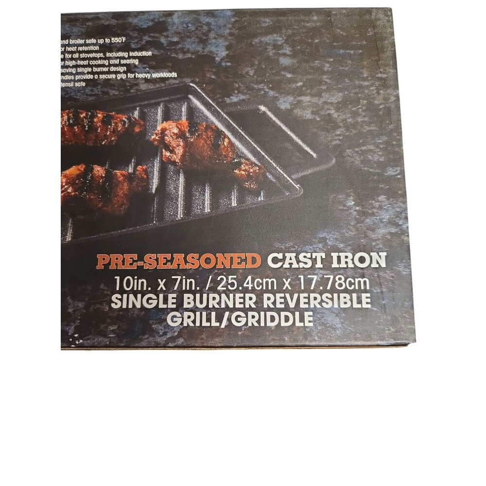 NIB Smith & Clark Cast Iron Reversible Grill/Griddle – 10"x7" Single Burner - Picture 2 of 4